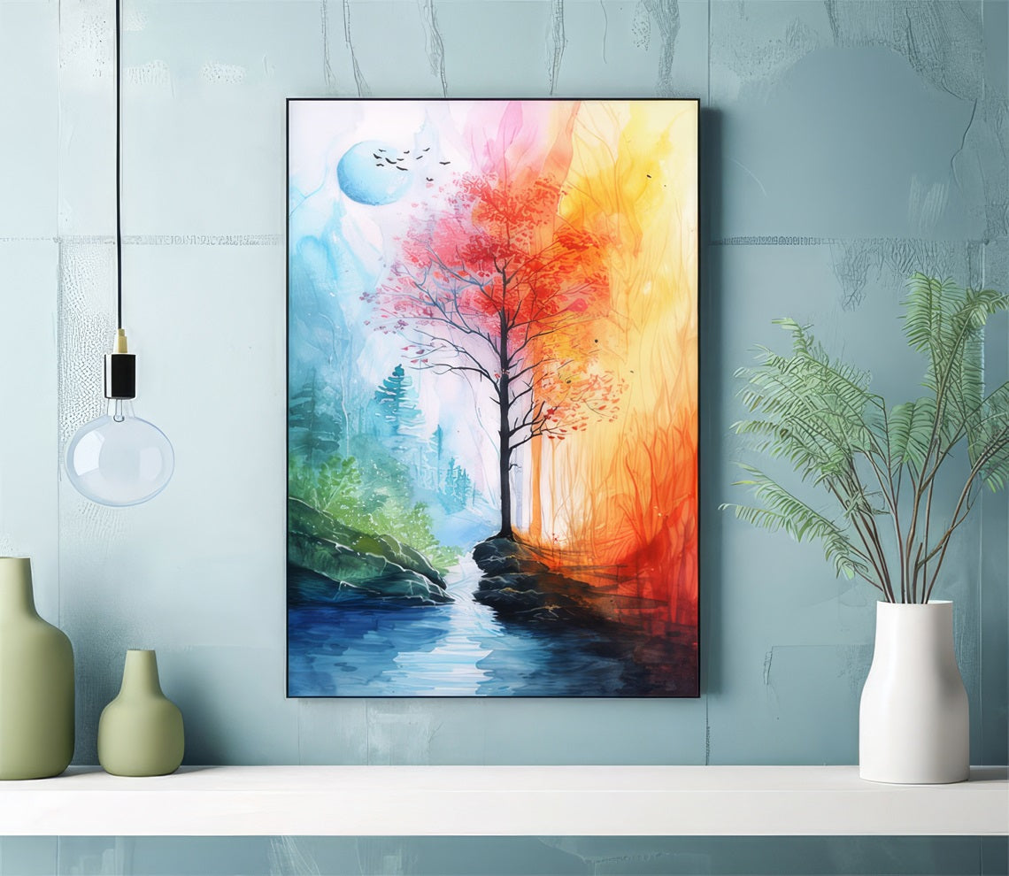 Colorful forest in winter