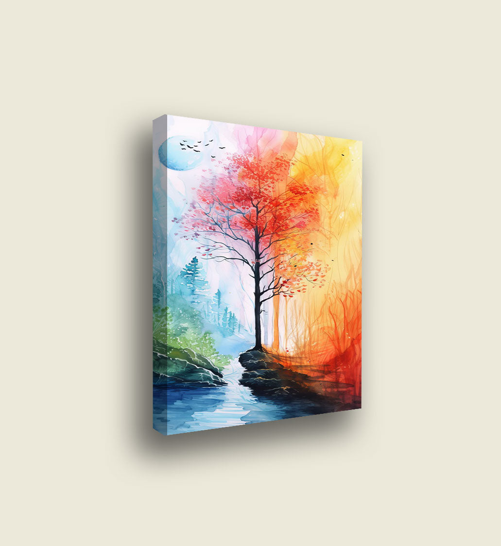 Colorful forest in winter