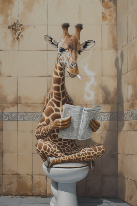 Giraffe on Toilet